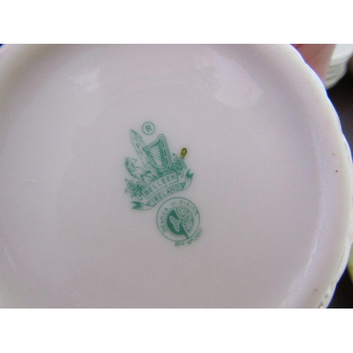 185 - Belleek Shamrock Decorated Green Mark Milk Jug