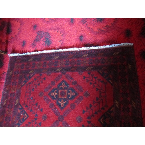 190 - Persian Pure Wool Rug of Dark Burgundy Ground Approximately 5ft Wide