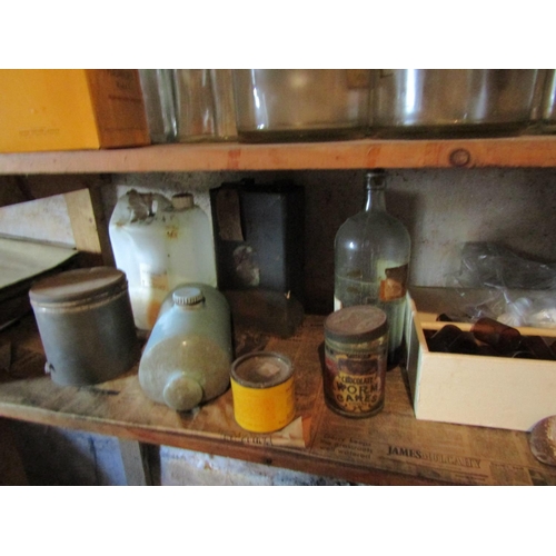 1908 - Two Shelves Various Old Chemist Bottles etc