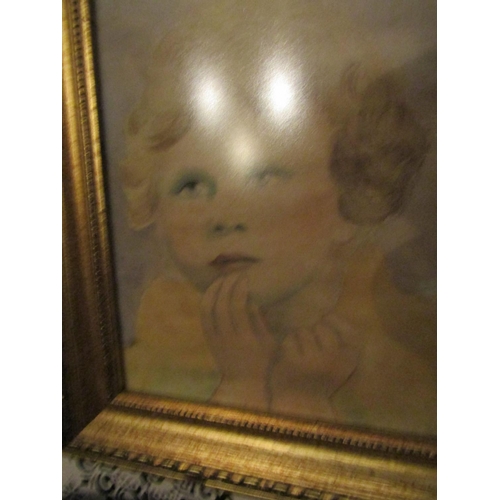 1921 - Irish School Gilt Framed Watercolour Portrait of Girl Approximately 12 Inches High x 8 Inches Wide