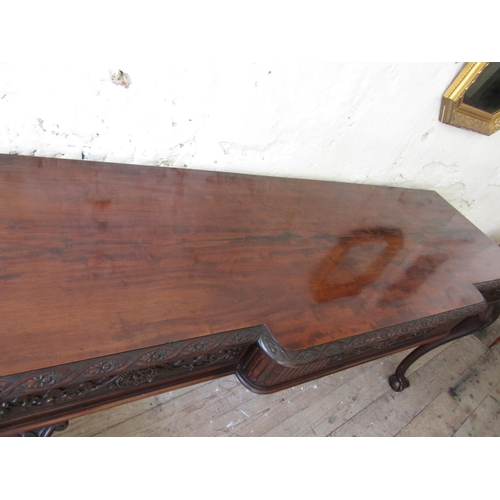 1925 - Antique Figured Mahogany Side Table with Well Carved Frieze above Claw and Ball Supports Approximate... 