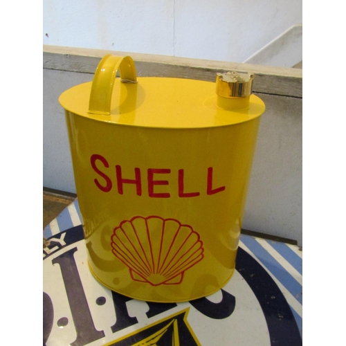 202 - Shell Enamel Decorated Jerry Can with Solid Brass Screw Top Approximately 16 Inches High