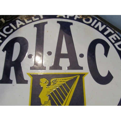 204 - Antique Royal Irish Automobile Club Agent Sign Enamel Decorated Double Sided Approximately 25 Inches... 