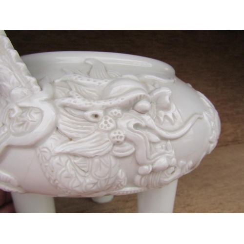 209 - Oriental Blanc de Chine Sensor with Mask Decoration Approximately 10 Inches Diameter