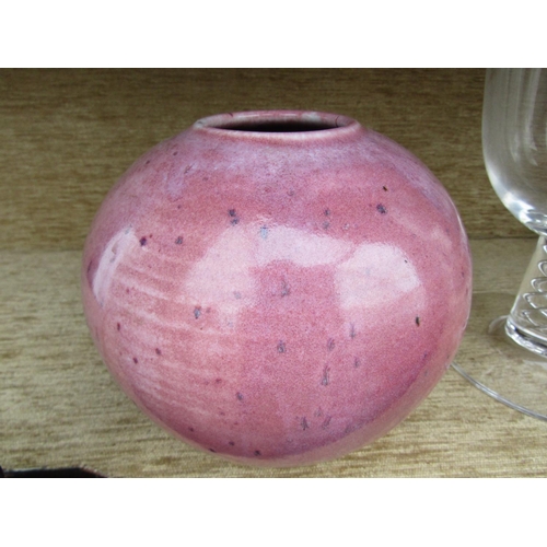 211 - Unusual Pink Ground Globe Form Vase Approximately 6 Inches High