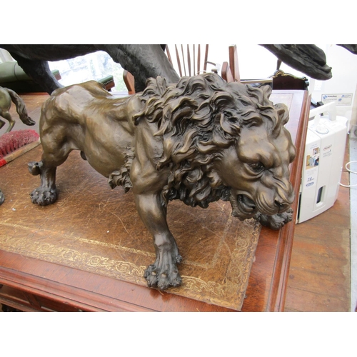 214 - Bronze Sculpture of Lion Finely Chased and Detailed Approximately 20 Inches Wide