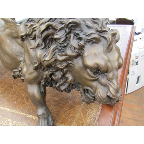 214 - Bronze Sculpture of Lion Finely Chased and Detailed Approximately 20 Inches Wide