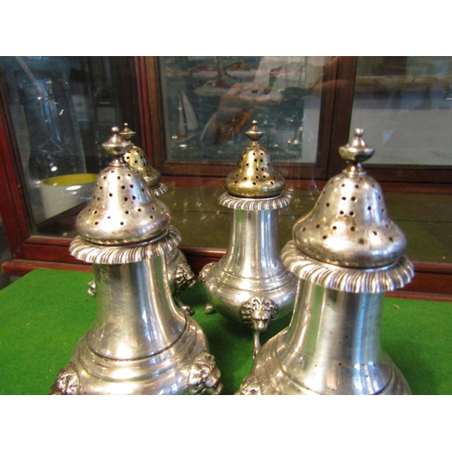 23 - Set of Four Antique Solid Silver Salt and Peppers Of Good Weight