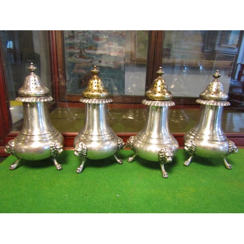 23 - Set of Four Antique Solid Silver Salt and Peppers Of Good Weight