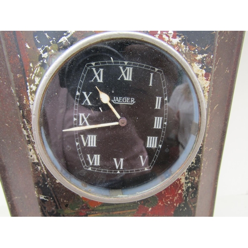 236 - Jaeger Motorcar Dash Clock Now Converted within Old Enamel Biscuit Tin for Use as Table Clock Workin... 