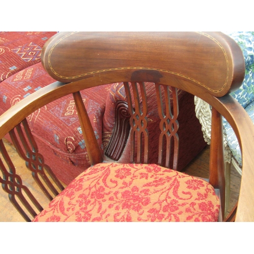 246 - Victorian Mahogany Tub Framed Armchair with Inset Upholstered Seat Above Turned Tapering Supports