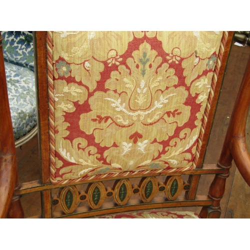 247 - Victorian Satinwood Paint Decorated Armchair of Elegant Design with Original Barrel Casters