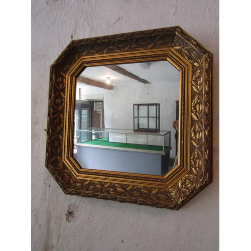 255 - Gilt Decorated Canted Corner Wall Mirror Approximately 18 Inches High x 18 Inches Wide