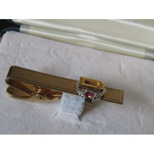 259 - 9 Carat Gold Tie Clip with Ruby Inset