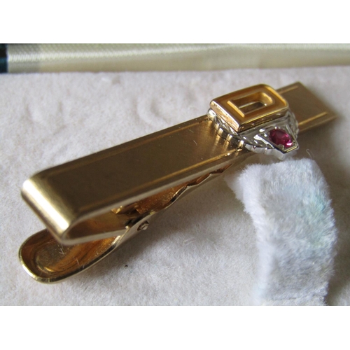 259 - 9 Carat Gold Tie Clip with Ruby Inset