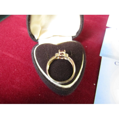 260 - Red and White Topaz Centre Stone 9 Carat Yellow Gold Ring Size N and a Half