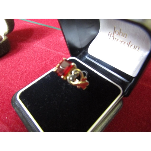 265 - Mozambique Red Garnet Rectangular Cut Centre Stone Ring Mounted on 9 Carat Yellow Gold Ring Size P