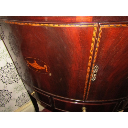 269 - Regency Figured Mahogany Corner Cabinet with Urn Motif Marquetry Decorated Doors Approximately 40 In... 