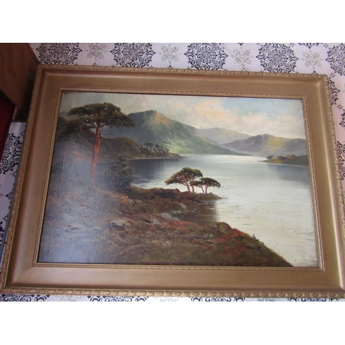 272 - Frederick E Jameson Victorian School Pair of Oil on Canvas Lake Scenes Each Approximately 22 Inches ... 