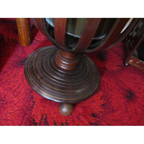 274 - Antique Oyster Bucket with Brass Swing Carry Handle and Original Brass Liner Satinwood Line Inlaid D... 