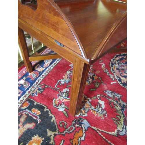 283 - Military Serving Tray Now Converted for Use as Coffee Table on Stand Approximately 28 Inches Wide