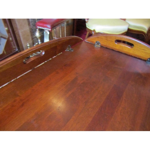 283 - Military Serving Tray Now Converted for Use as Coffee Table on Stand Approximately 28 Inches Wide