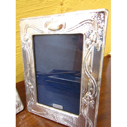 284 - Pair of Solid Silver Embossed Decorated Photograph Frames Approximately 7 Inches High x 5 Inches Wid... 