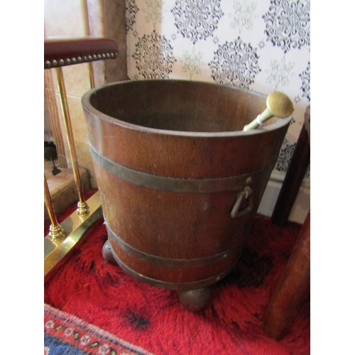 288 - Large Pair of Antique Brassbound Fuel Buckets with Side Carry Handles and Original Liners to Base on... 