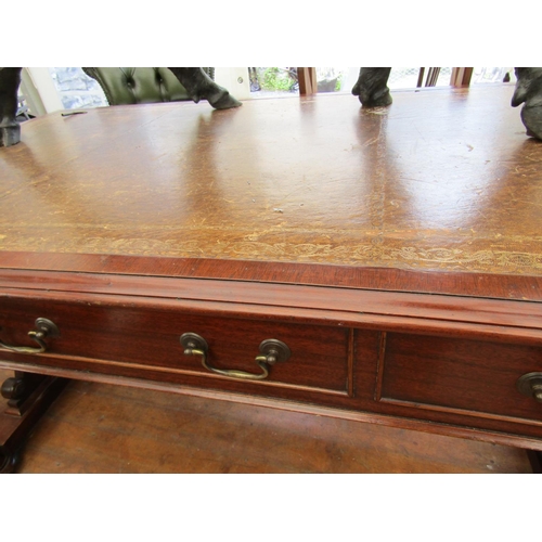 301 - William IV Mahogany Library Table with Inset Gilt Tooled Green Leather Writing Surface above Well Ca... 