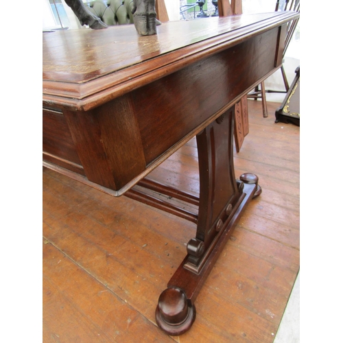 301 - William IV Mahogany Library Table with Inset Gilt Tooled Green Leather Writing Surface above Well Ca... 