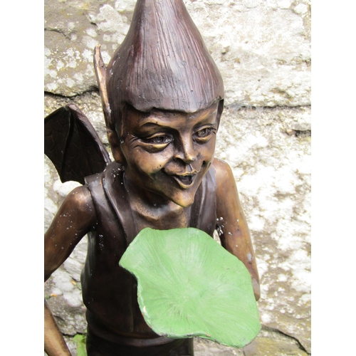 303 - Bronze Elfin Garden Figure with Lilypad Approximately 40 Inches High