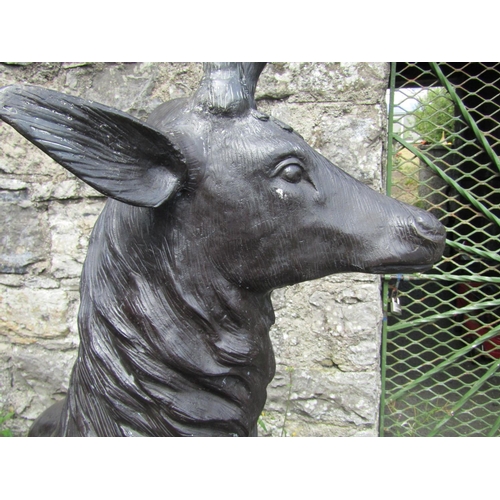 305 - Imposing Pair of Bronze Sculptures Stags Life Size Each Approximately 6ft 4 Inches High