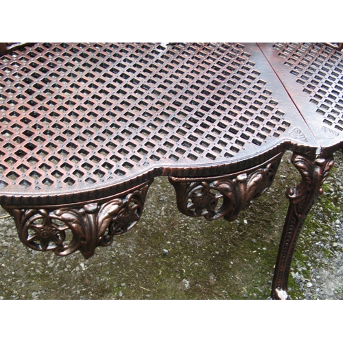 309 - Three Seat Cast Iron Bench of Scrolled Form on Original Cabriole Supports Approximately 5ft Wide