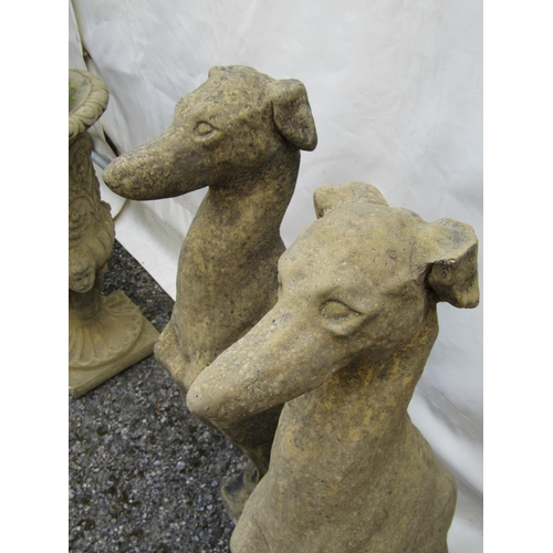 311 - Pair of Composite Stone Seated Hounds Each Approximately 32 Inches High