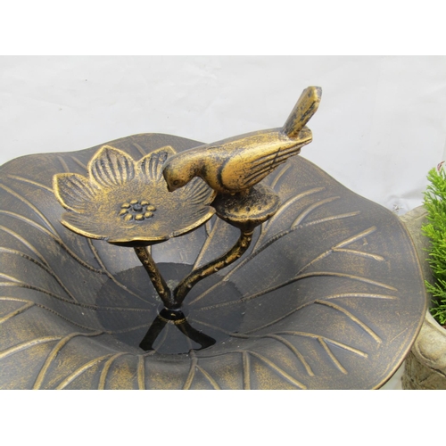 314 - Cast Iron Bird Bath with Avian Motif Decoration Approximately 34 Inches High