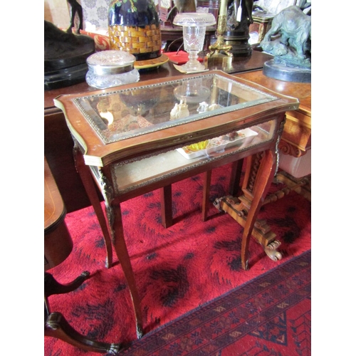 318 - Victorian Curio Table Finely Detailed with Inset Glass Top above Cabriole Supports Approximately 31 ... 