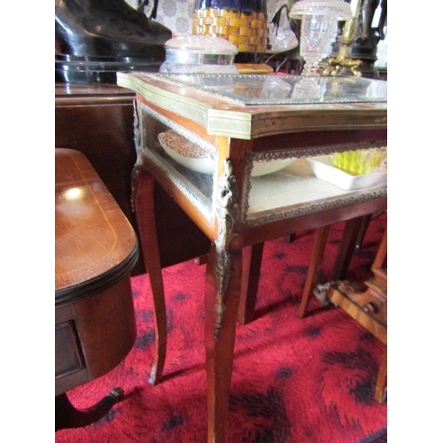 318 - Victorian Curio Table Finely Detailed with Inset Glass Top above Cabriole Supports Approximately 31 ... 