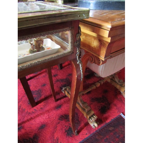 318 - Victorian Curio Table Finely Detailed with Inset Glass Top above Cabriole Supports Approximately 31 ... 