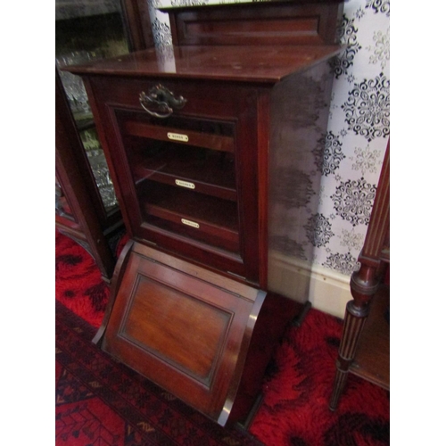 321 - Victorian Side Cabinet with Glazed Cupboard Door above Fuel Compartment to Base Mahogany Approximate... 