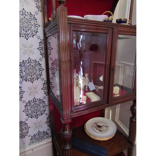 327 - Victorian Figured Mahogany Side Cabinet with Glazed Lower Compartment Ormolu Bound with Inset Oval P... 