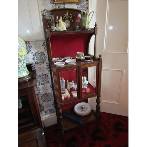 327 - Victorian Figured Mahogany Side Cabinet with Glazed Lower Compartment Ormolu Bound with Inset Oval P... 