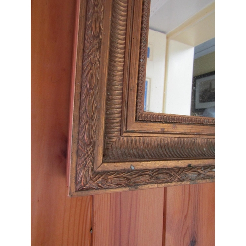 344 - Gilt Framed Rectangular Form Mirror Approximately 3ft 6 Inches High x 2ft Wide