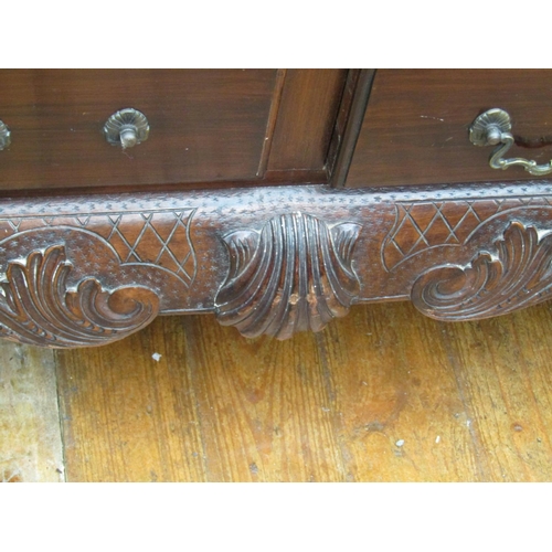 356 - Antique Mahogany Blanket Chest Twin Drawers Well Carved Frieze Approximately 42 Inches Wide