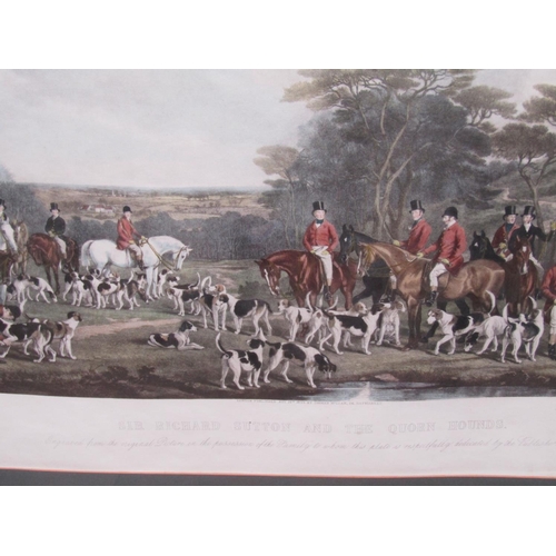 359 - Large Antique Hunting Print Titled Sir Richard Sutton and the Quorn Hounds Approximately 26 Inches H... 