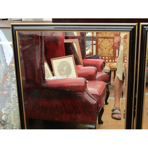 361 - Another Pair of Gilt and Ebonised Rectangular Form Wall Mirrors Approximately 3ft High x 2ft Wide