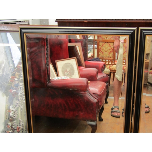 362 - Another Pair of Gilt and Ebonised Rectangular Form Wall Mirrors Approximately 3ft High x 2ft Wide