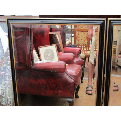 363 - Another Pair of Gilt and Ebonised Rectangular Form Wall Mirrors Approximately 3ft High x 2ft Wide