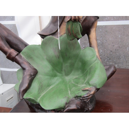 368 - Bronze Sculpture of Seat Fawn with Lilypad Approximately 24 Inches High