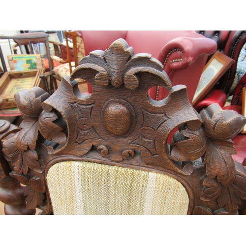 369 - Pair of Antique Carved Jacobean Side Chairs on Further Well Carved Supports