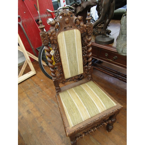 369 - Pair of Antique Carved Jacobean Side Chairs on Further Well Carved Supports